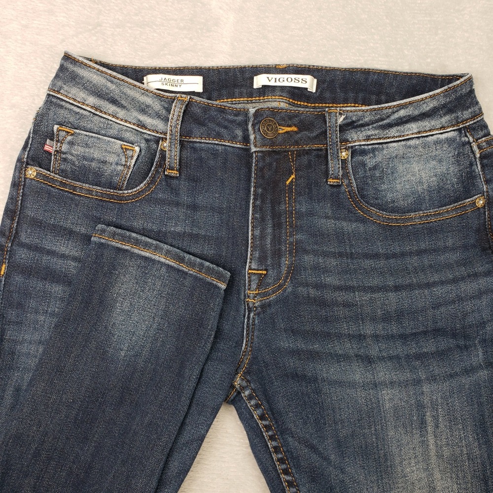 VIGOSS Jagger Skinny Jeans Women's 28 Distressed Blue Dark Wash Mid Rise Denim